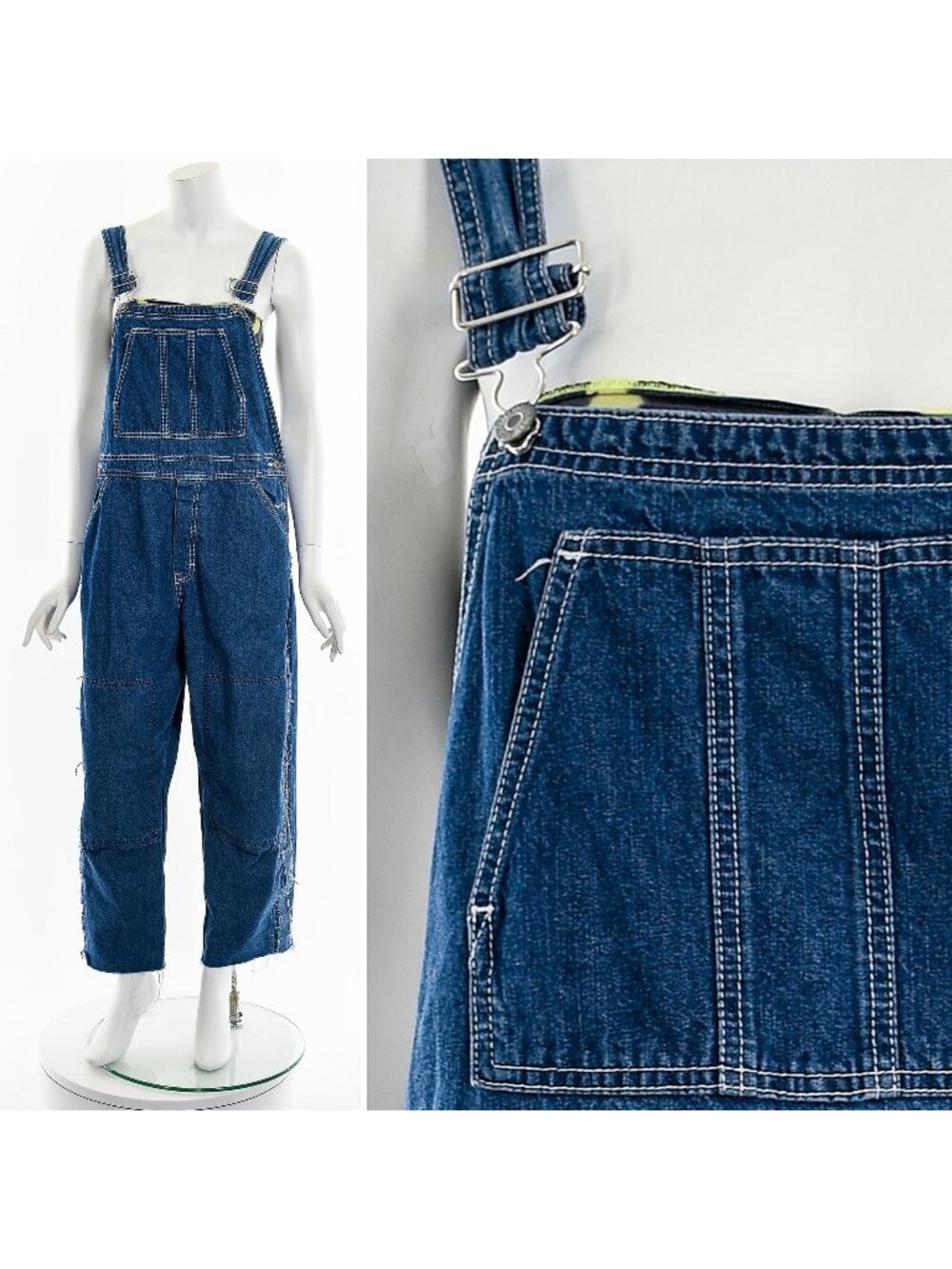 Distressed Patchwork Denim Overalls